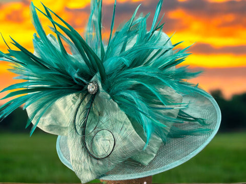 Small Brim Sea Green Sinamay Straw