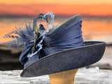 Navy Sinamay with Peacock Feathers