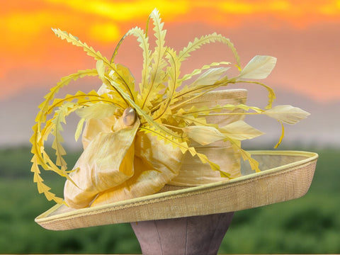 Medium Brim Yellow Sinamay Straw