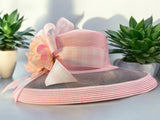 Pink Straw with Mesh Brim