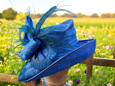 Kingfisher Blue Sinamay Straw