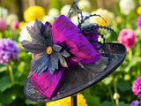 Navy and Fuchsia Sinamay Straw