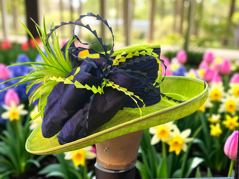 Bright Green Sinamay Straw