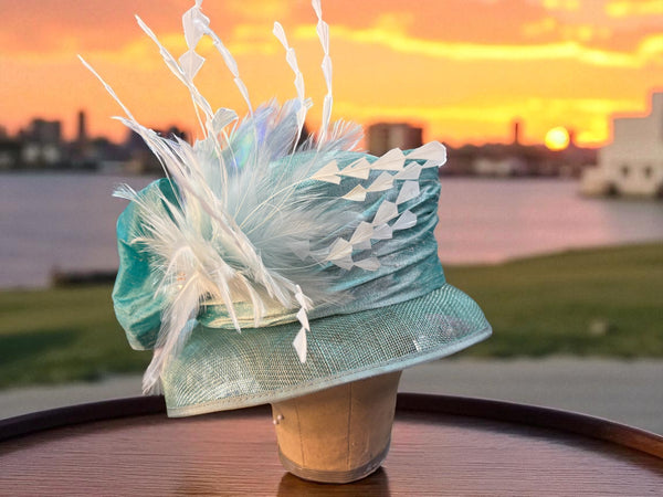 Small Brim Sea Green Sinamay Straw