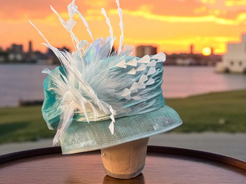 Small Brim Sea Green Sinamay Straw