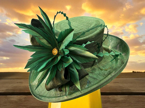 Bottle Green Sinamay Straw