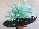Black and Aqua Sinamay Straw