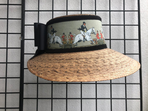 Palm Straw trimmed with a Hunt Scene